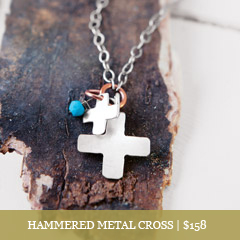 Hammered Metal Cross Necklace