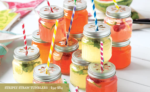 Stripey Straw Mason Tumblers