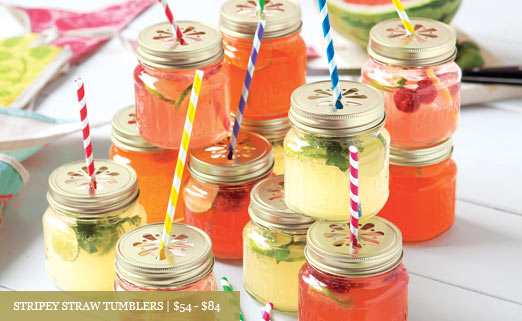 Stripey Straw Mason Tumblers