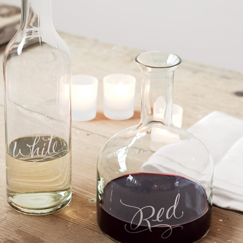 Etched Vino Decanters