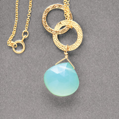 Aqua Chalcedony Teardrop Necklace