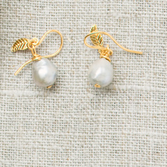 Silver Pearl & Gold Earrings