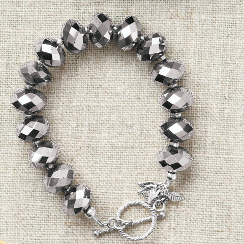 Metallic Silver Faceted Glass Bracelet
