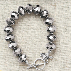 Metallic Silver Faceted Glass Bracelet
