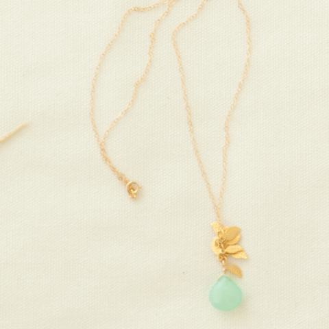 Aqua & Gold Leaf Necklace