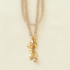 Champagne & Gold Leaf Double Wrap Necklace