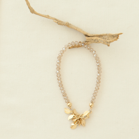 Petite Champagne & Gold Leaf Bracelet