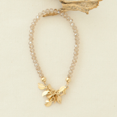 Petite Champagne & Gold Leaf Bracelet