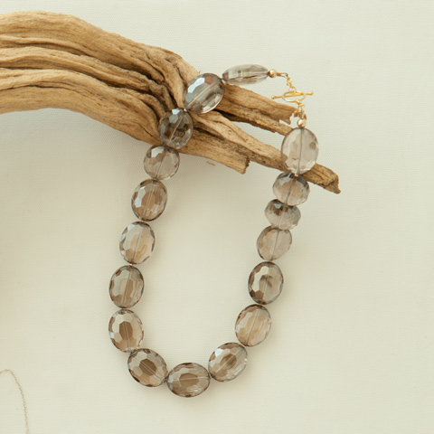 Smoky Vintage Bead Statement Necklace