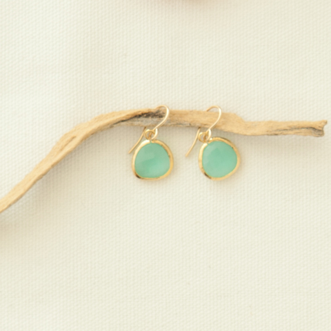 Aqua Chalcedony & Gold Earrings