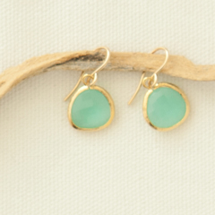 Aqua Chalcedony & Gold Earrings