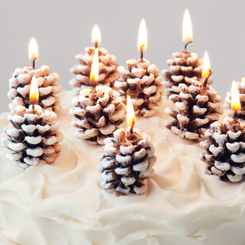 Frosted Pinecone Candles