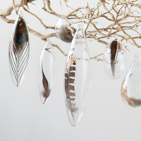 Feather & Glass Ornaments