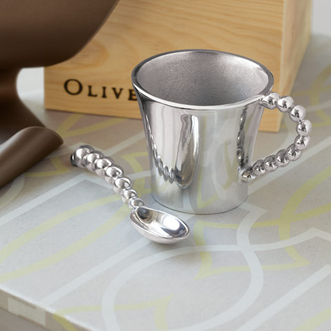 Silvery Pearl Baby Cup & Spoon