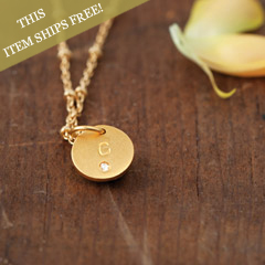 Petite Vermillion & Diamond Initial Necklace