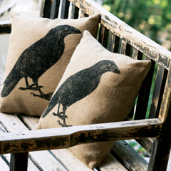 Raven Burlap Pillow