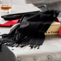 Charcoal Pinstripe Cashmere Scarf