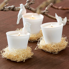 Set of 3 Porcelain Bird Candles