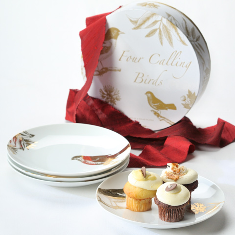 Four Calling Birds Plates and Footed Dishes